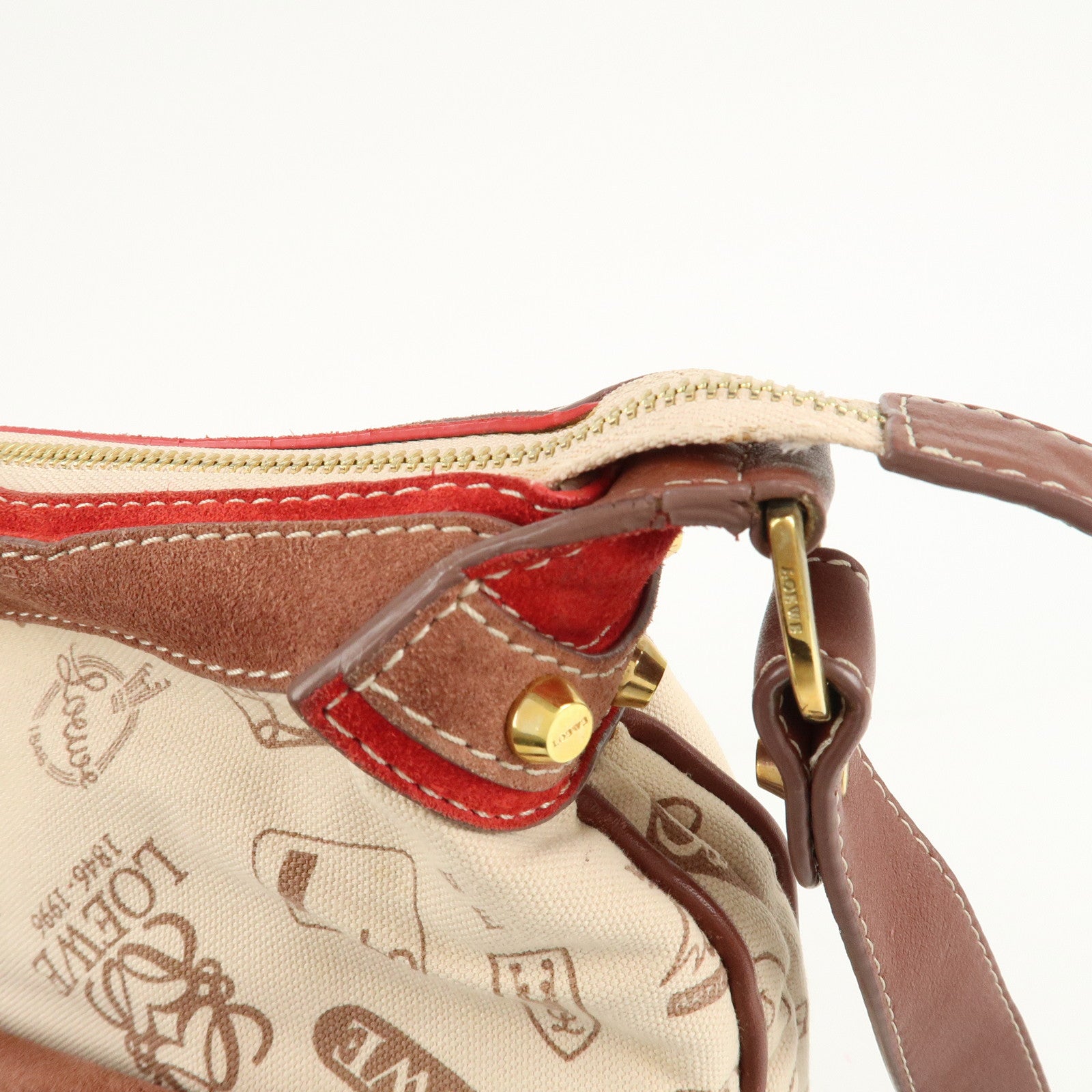 LOEWE Anagram Canvas Leather Suede Shoulder Bag 160th Anniversary Used