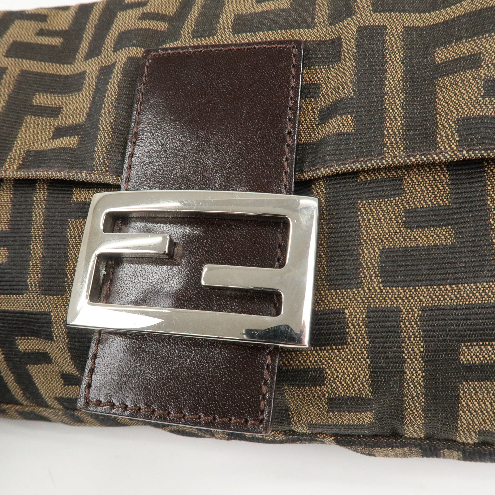 FENDI Zucca Mamma Baguette Canvas Shoulder Bag Brown Black 26424 Used