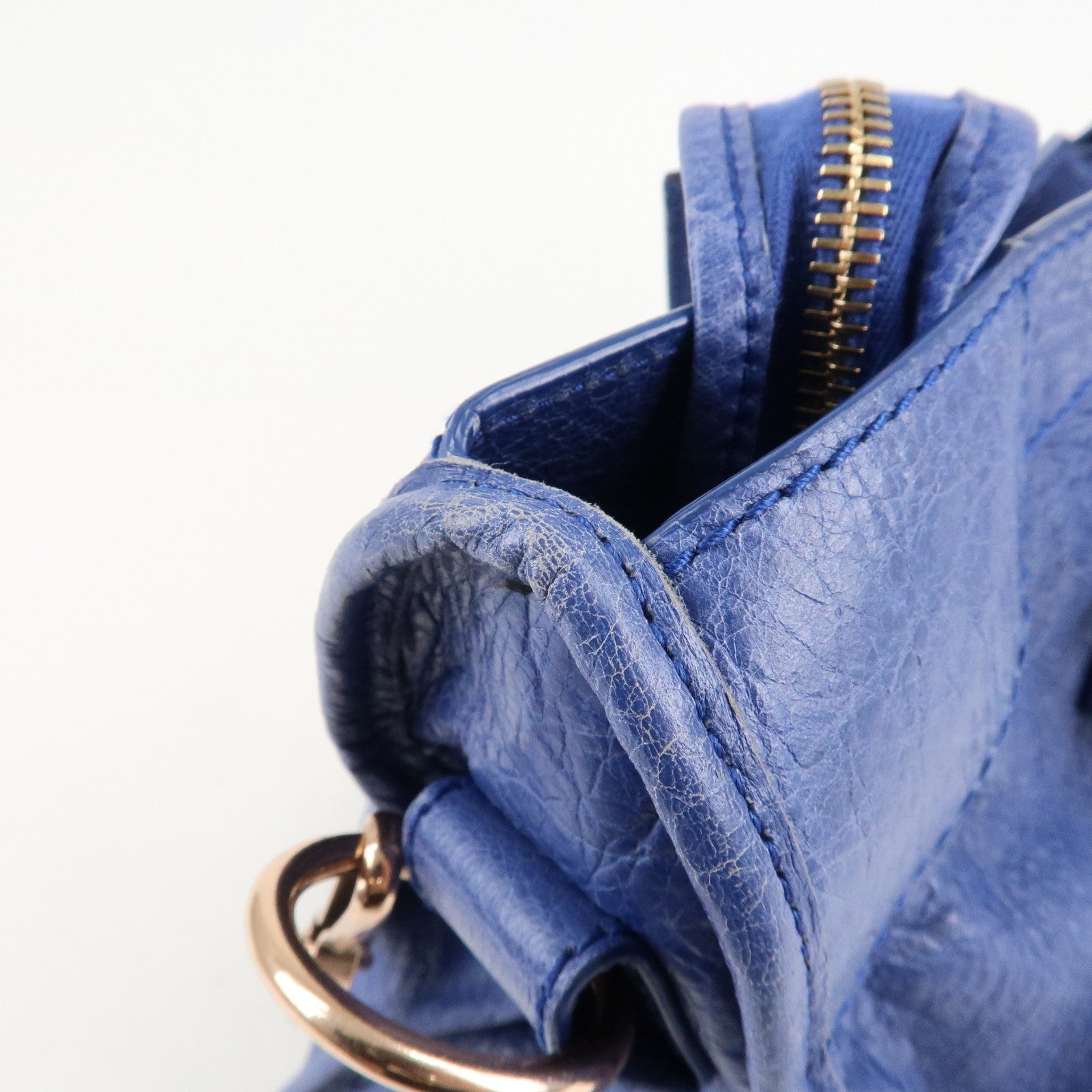 BALENCIAGA The Giant City Leather 2Way Hand Bag Blue 281770 Used