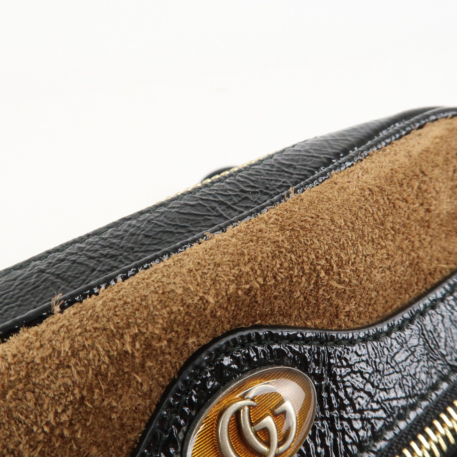 GUCCI Ophidia Sherry Suede Patent Leather Shoulder Bag 573321 Used