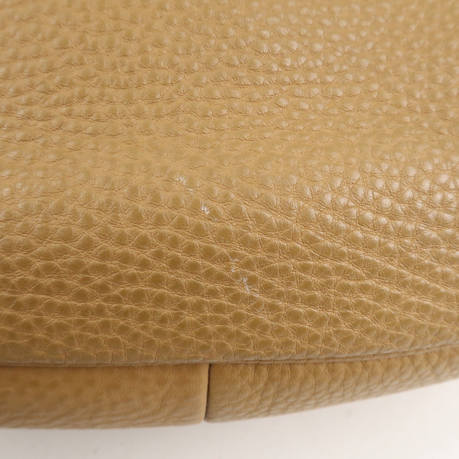 PRADA Leather Shoulder Bag Hand Bag Beige Used