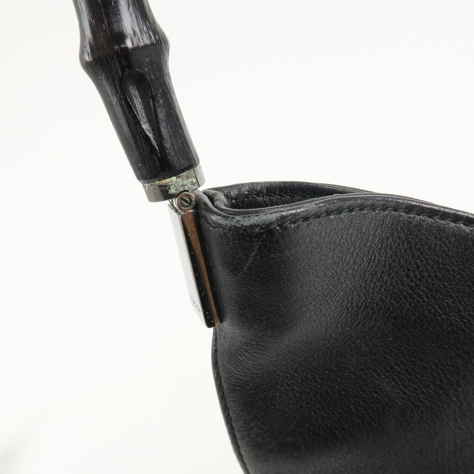 GUCCI Bamboo Leather One-Shoulder Bag Balck 001.3244.001998 Used
