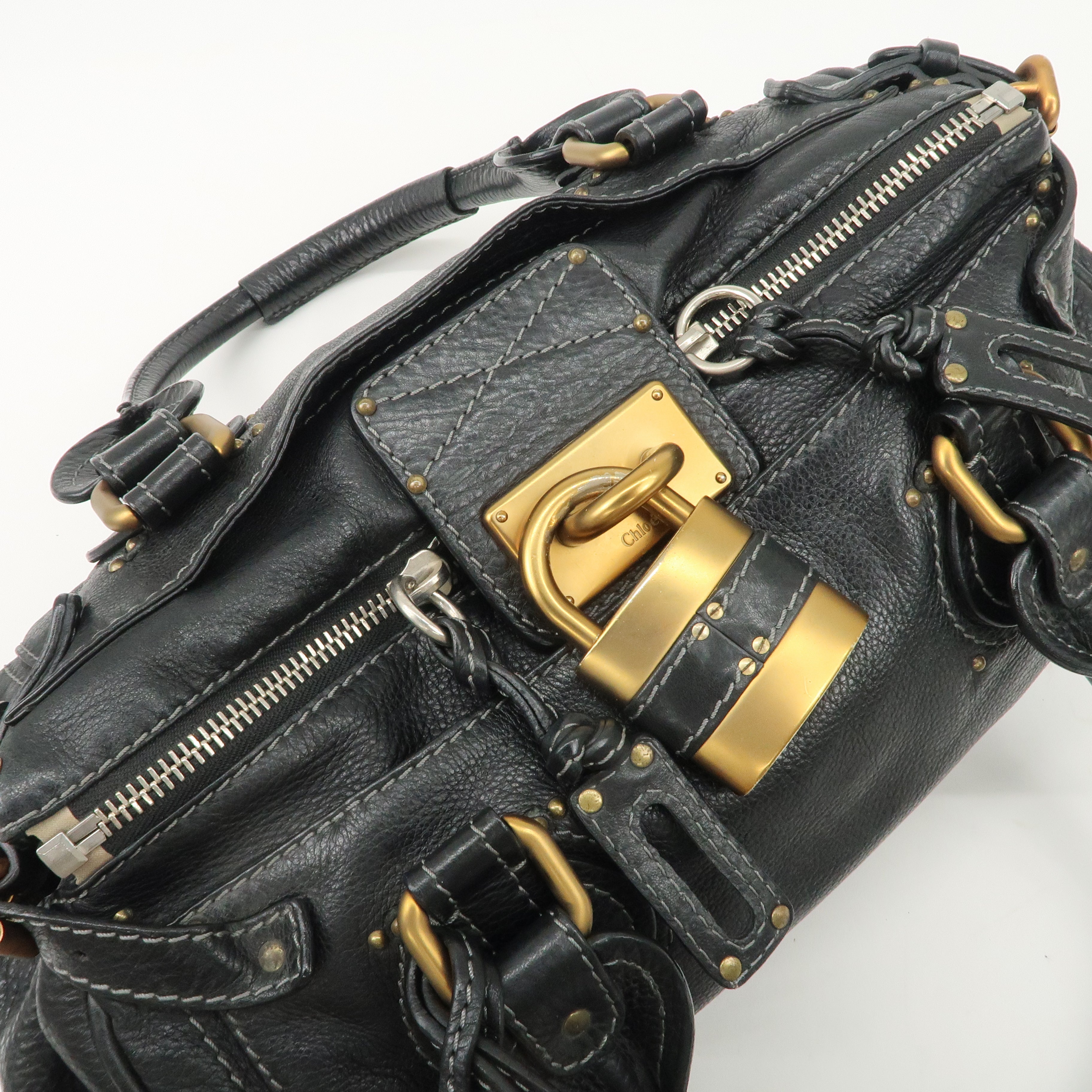 Chloe Paddington Leather Shoulder Bag Hand Bag Black Used