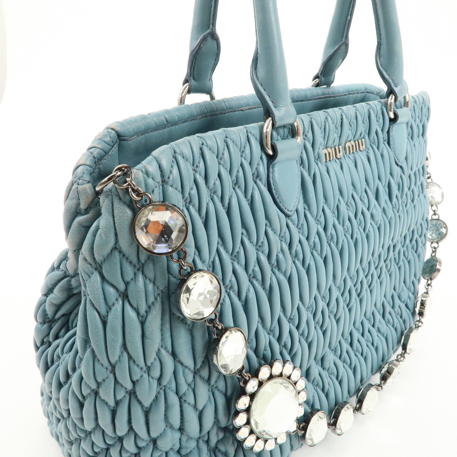 MIU MIU Matelasse Nappa Crystal Leather 2WAY Bag RN0958 Used
