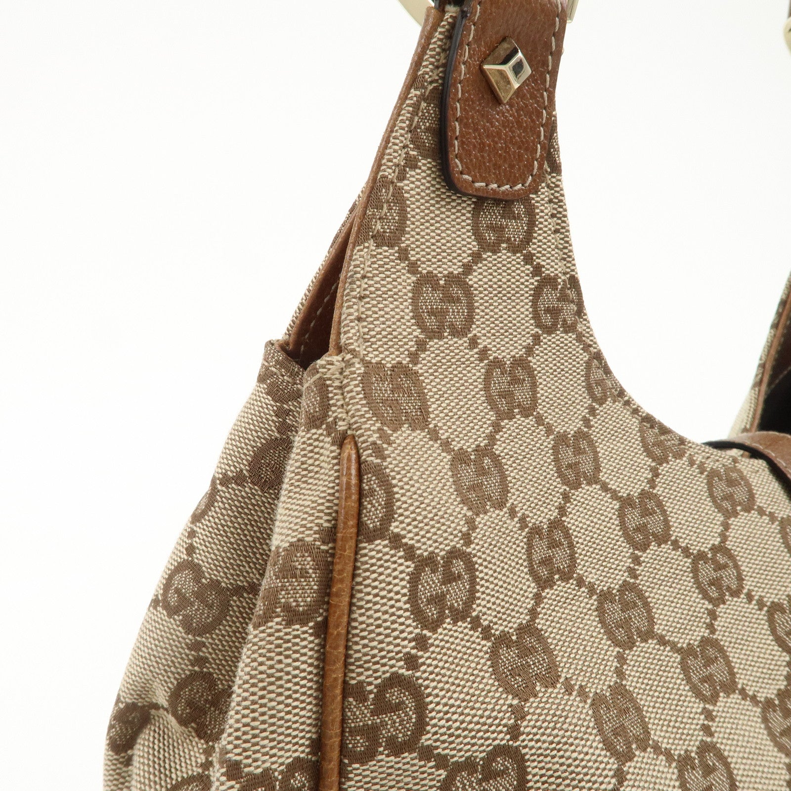 GUCCI New Jackie GG Canvas Leather Shoulder Bag Beige Brown 124407 Used