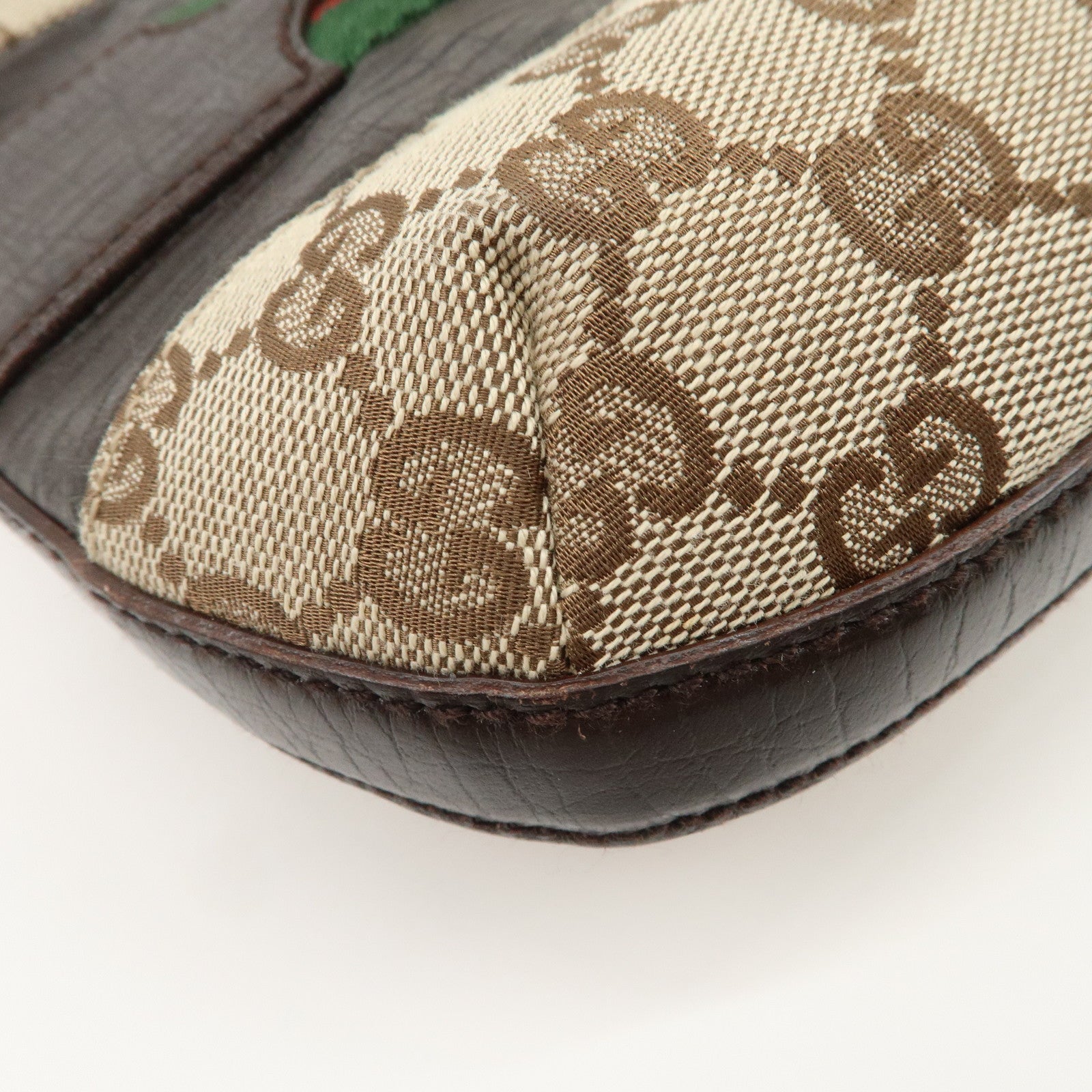 GUCCI Horsebit Sherry GG Canvas Leather Shoulder Bag Beige 137288 Used