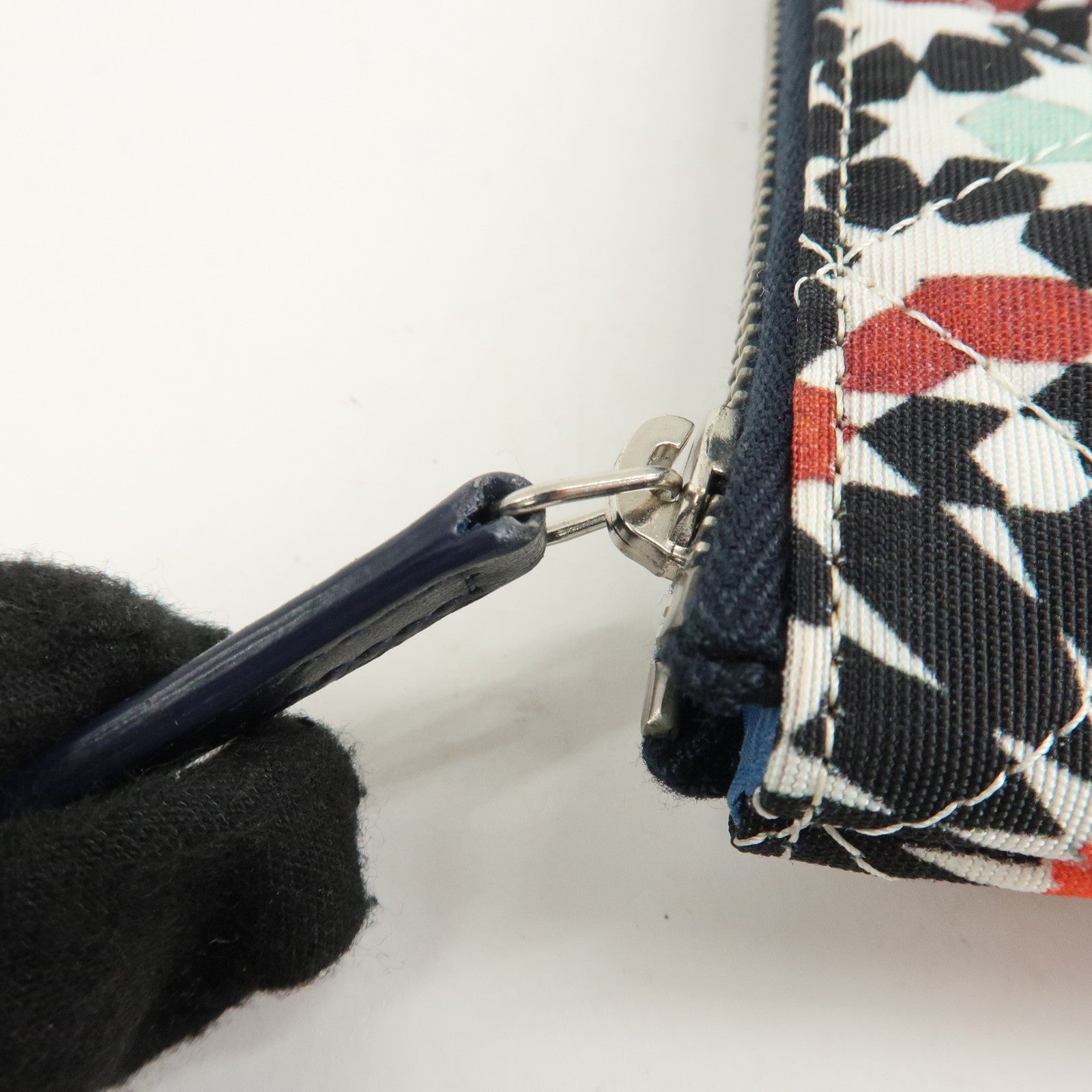 CHANEL COCO Mark Canvas Quilting Flower Print Clutch Bag A82074 Used