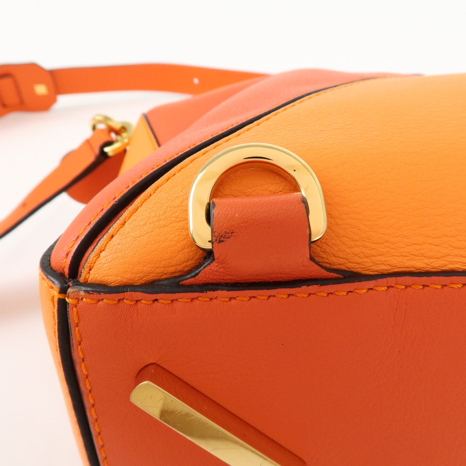 LOEWE Leather Puzzle Bag Medium 2Way Bag Shoulder Bag Orange Used