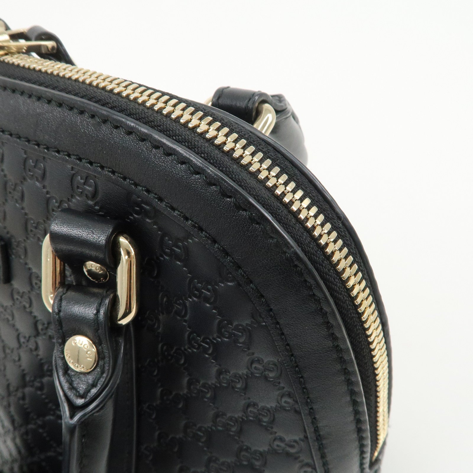 GUCCI Micro Guccissima Leather 2Way Shoulder Hand Bag Black 449654 Used