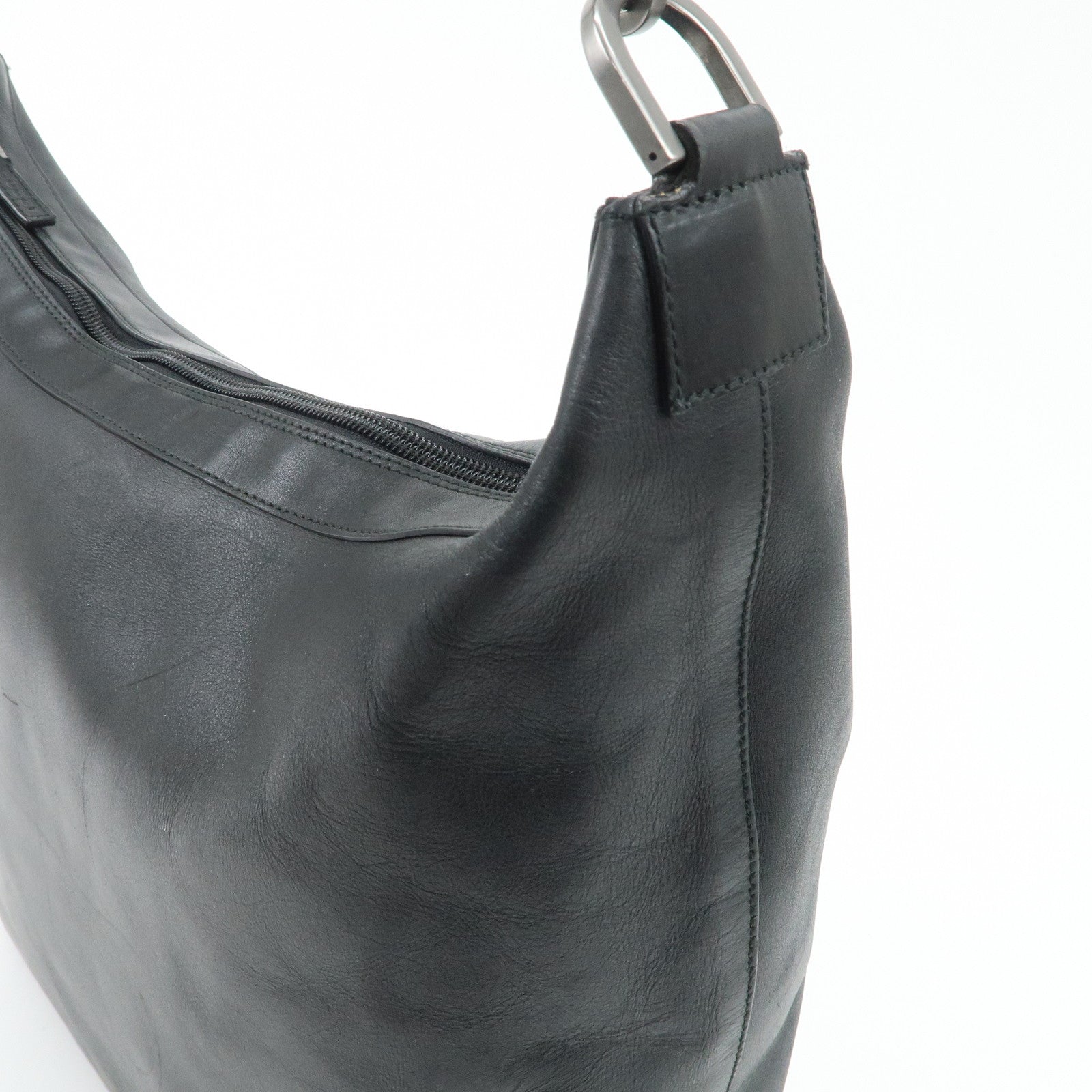 GUCCI Bamboo Leather 2Way Shoulder Bag Black 000.0833 Used