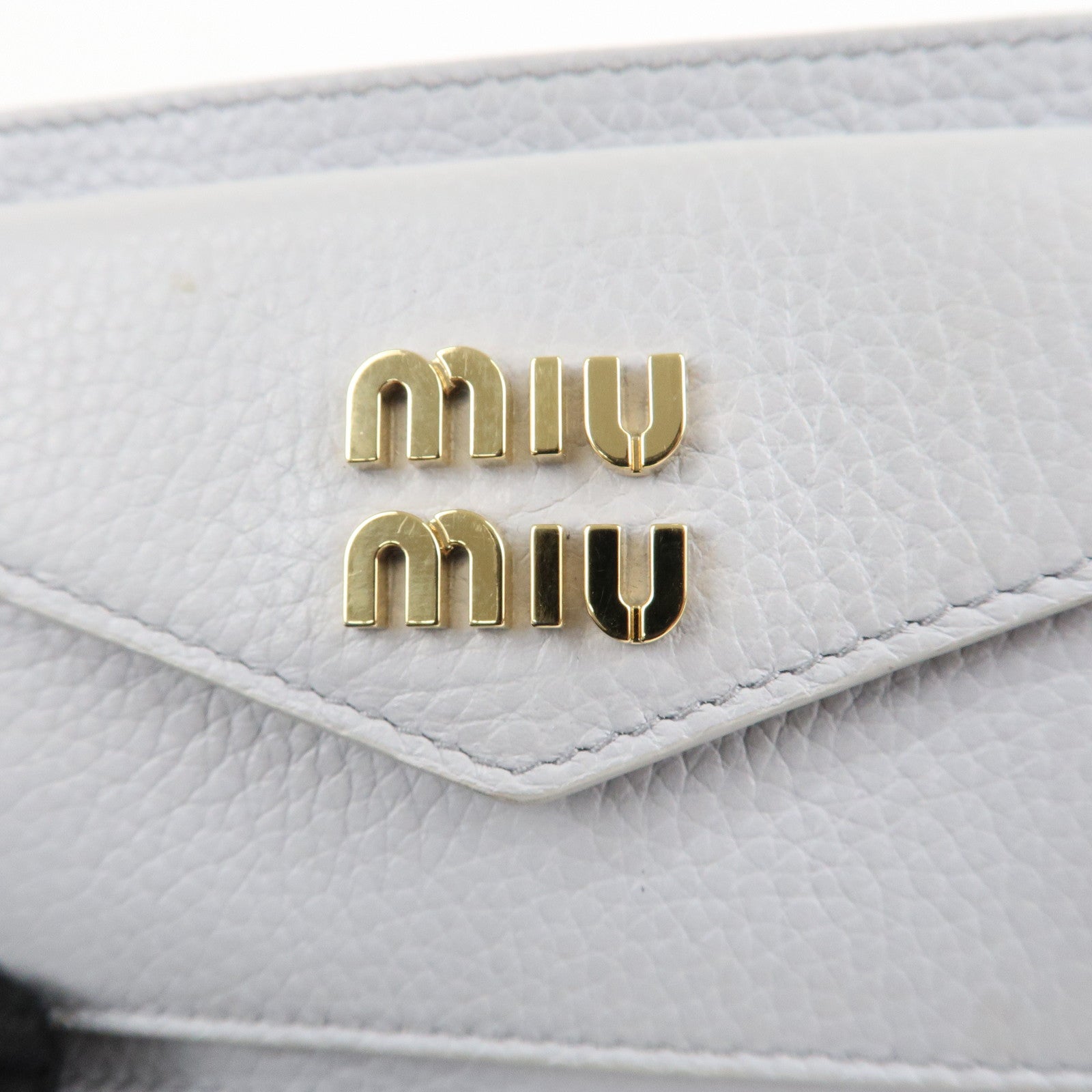 MIU MIU leather Card Case Coin Case Light Gray 5MC081 Used