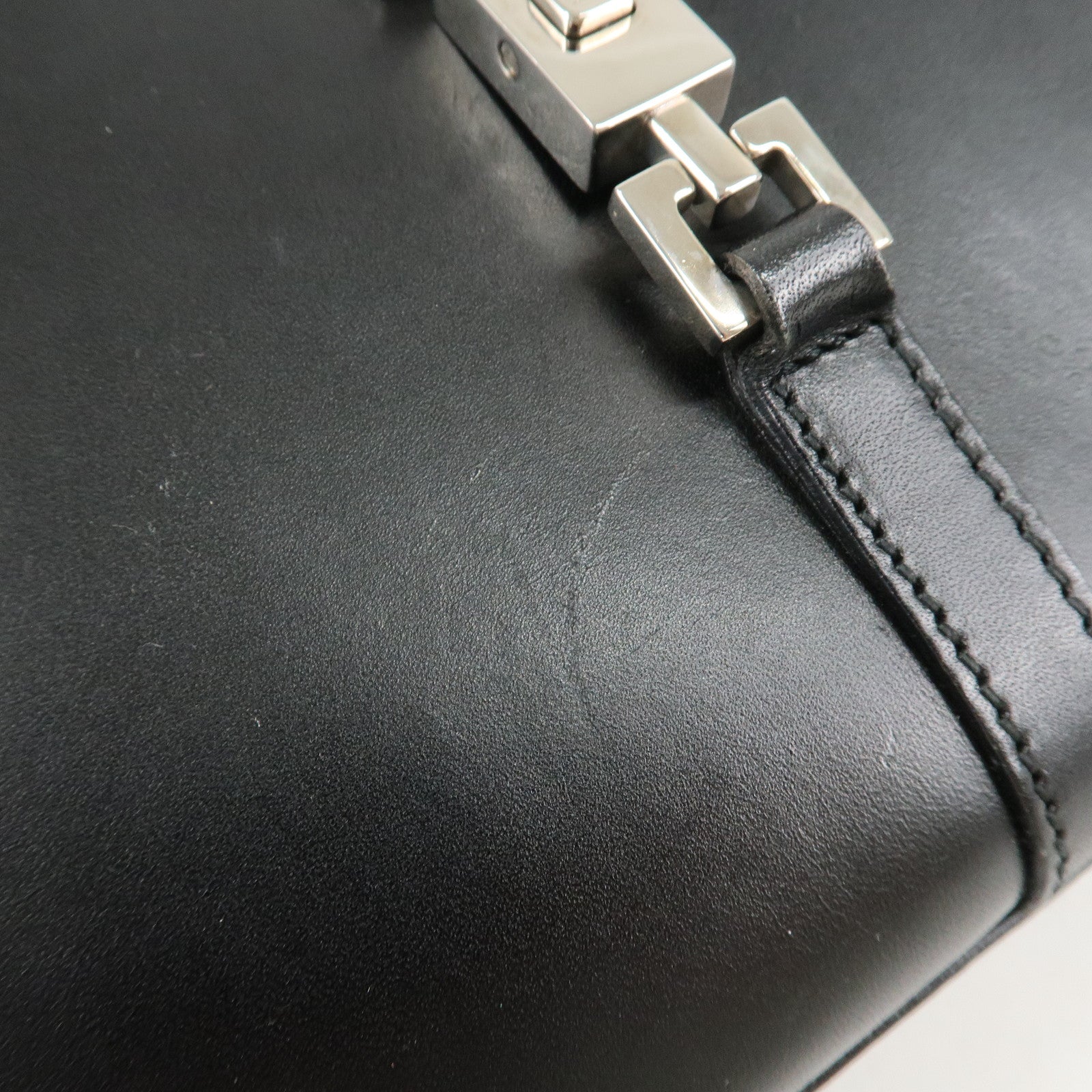 GUCCI Jackie Leather Shoulder Bag Black 002.1068 Used