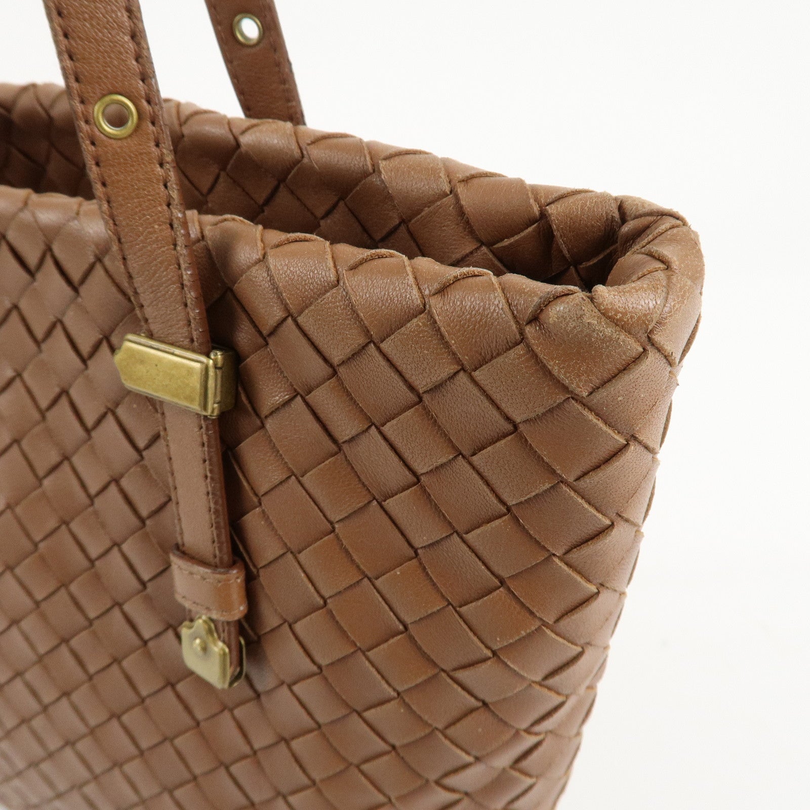 BOTTEGA VENETA Intrecciato Leather Tote Bag Brown 162937 Used