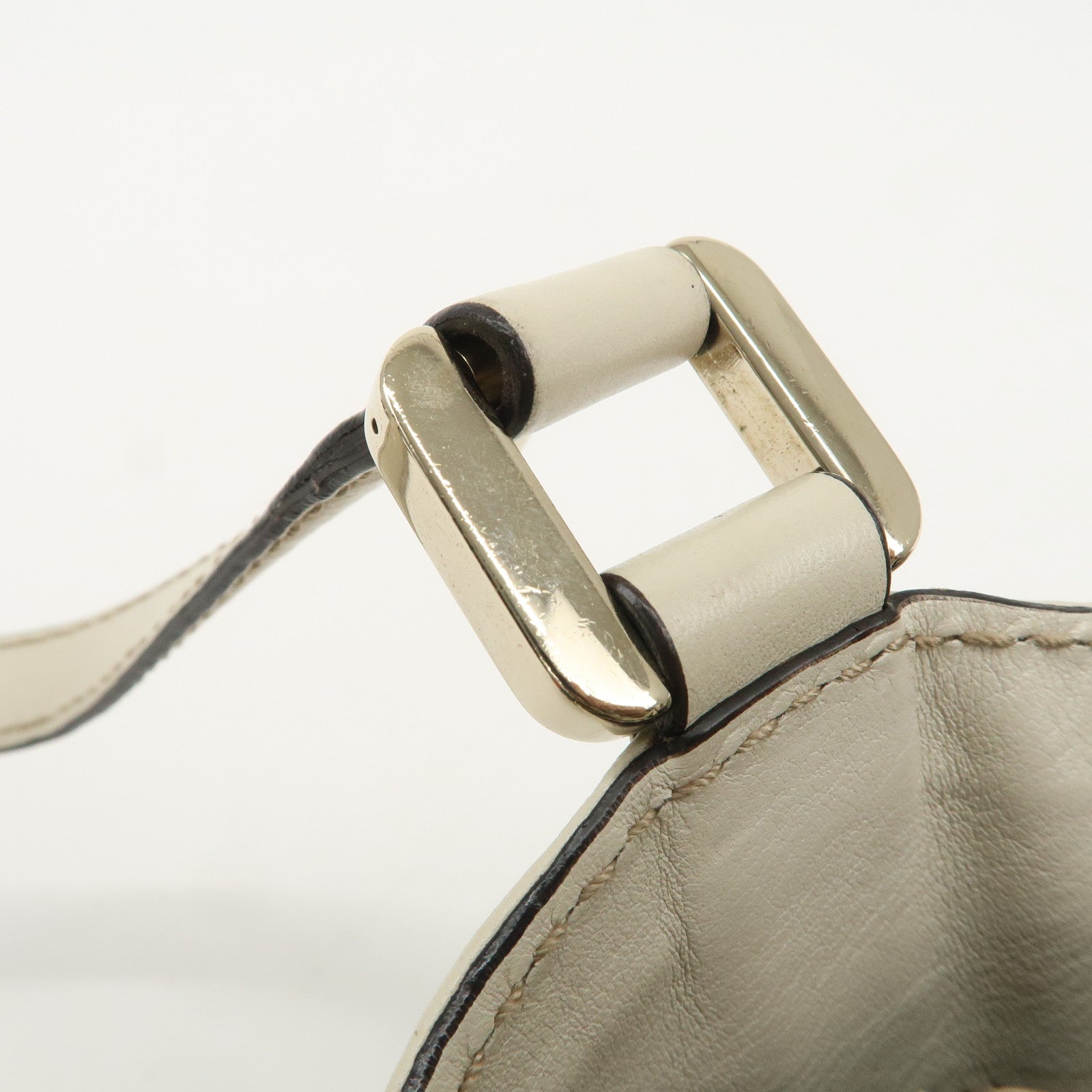 GUCCI Sherry GG Canvas Leather Hand Bag Beige Brown 233609 Used