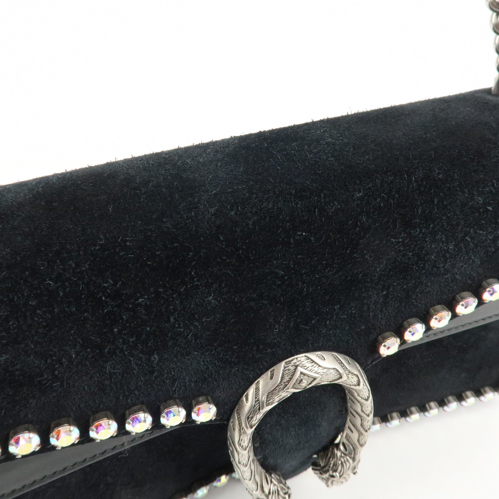 GUCCI Dionysus Leather Suede Crystal Bijou Chain Shoulder Bag Used