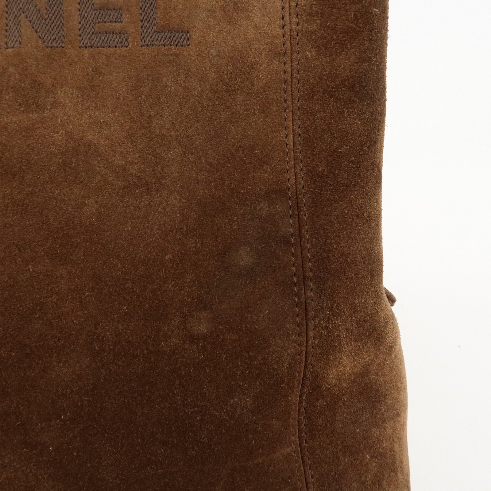 CHANEL Suede Tote Bag Shoulder Bag Hand Bag Brown Used