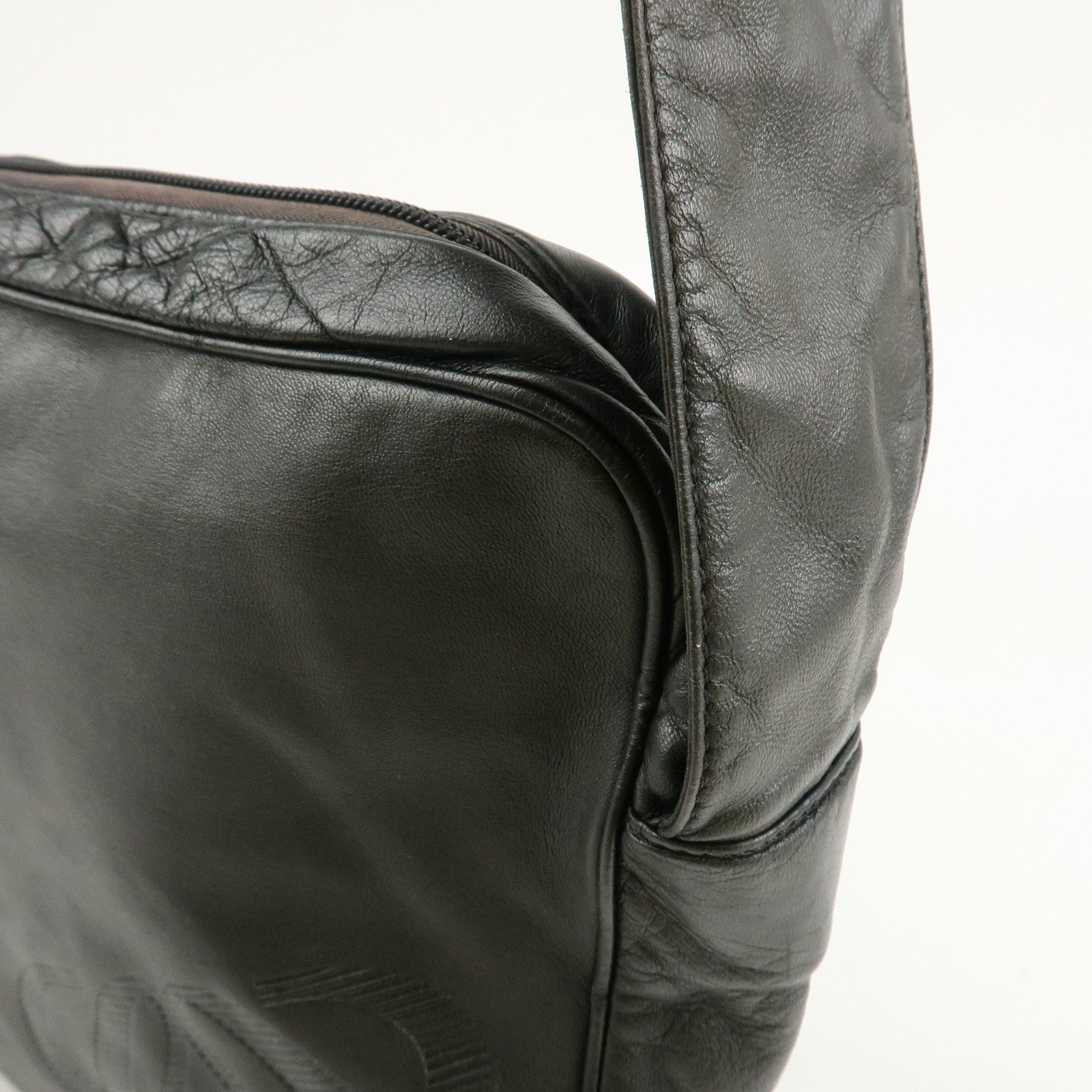 LOEWE Anagram Leather Shoulder Bag Crossbody Bag Black Used
