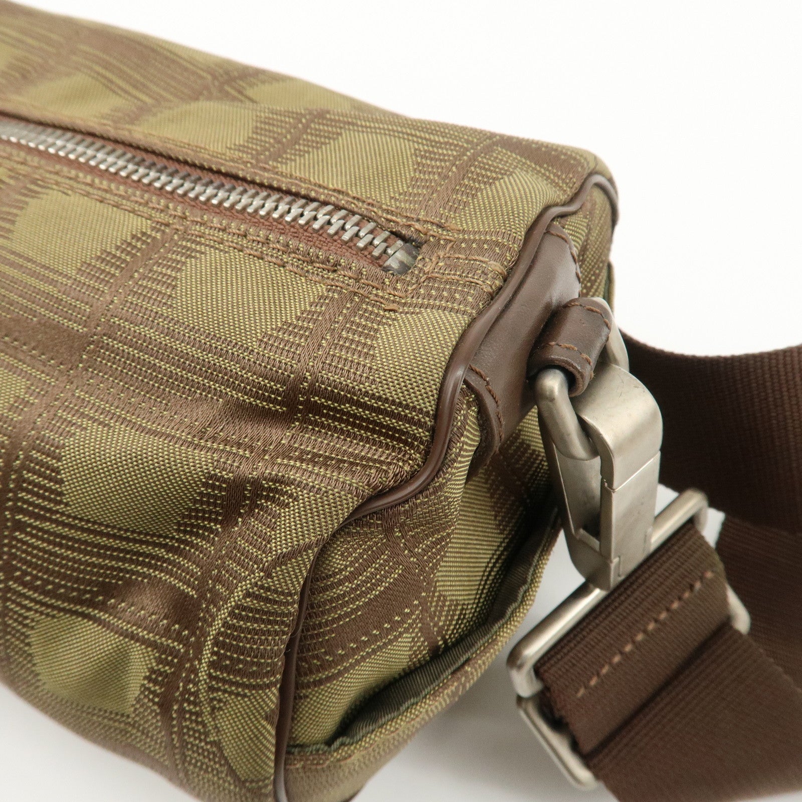 CHANEL New Travel Line Nylon Jacquard Leather Shoulder Bag A17669 Used