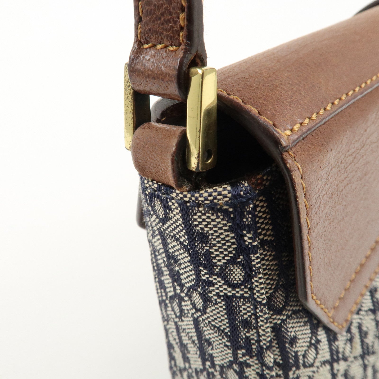 Christian Dior Trotter Street Chic Canvas Leather Shoulder Bag Used