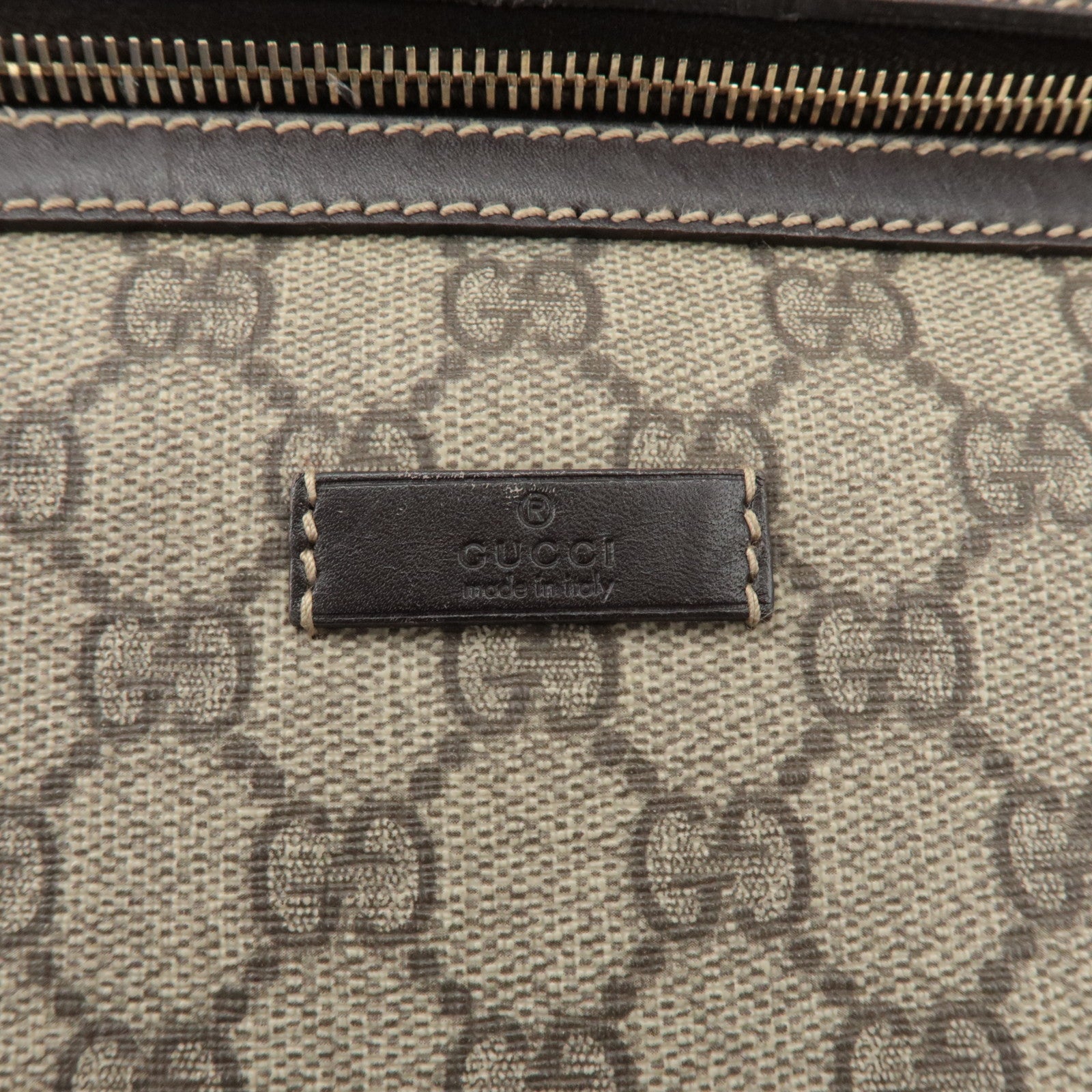 GUCCI GG Supreme Leather Crossbody Bag Beige Brown 211110 Used