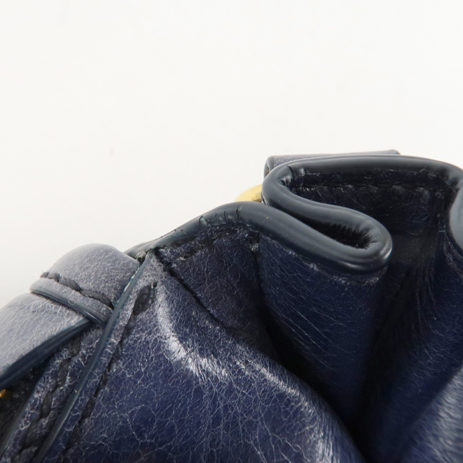 MIU MIU Leather 2Way Bag Hand Bag Shoulder Bag Blue RN1127 Used