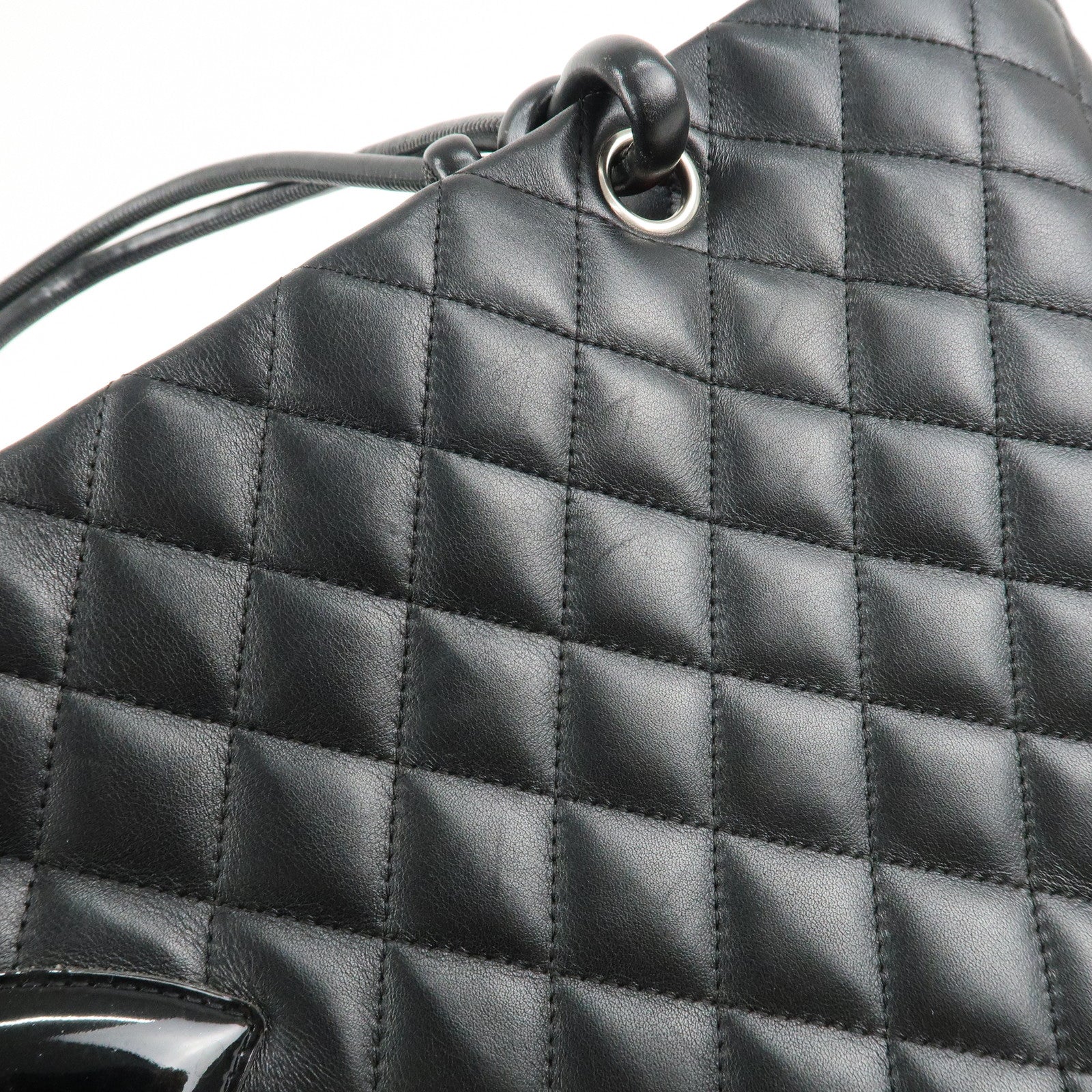 CHANEL Cambon Line Lamb Skin COCO Mark Large Tote Bag A25169 Used