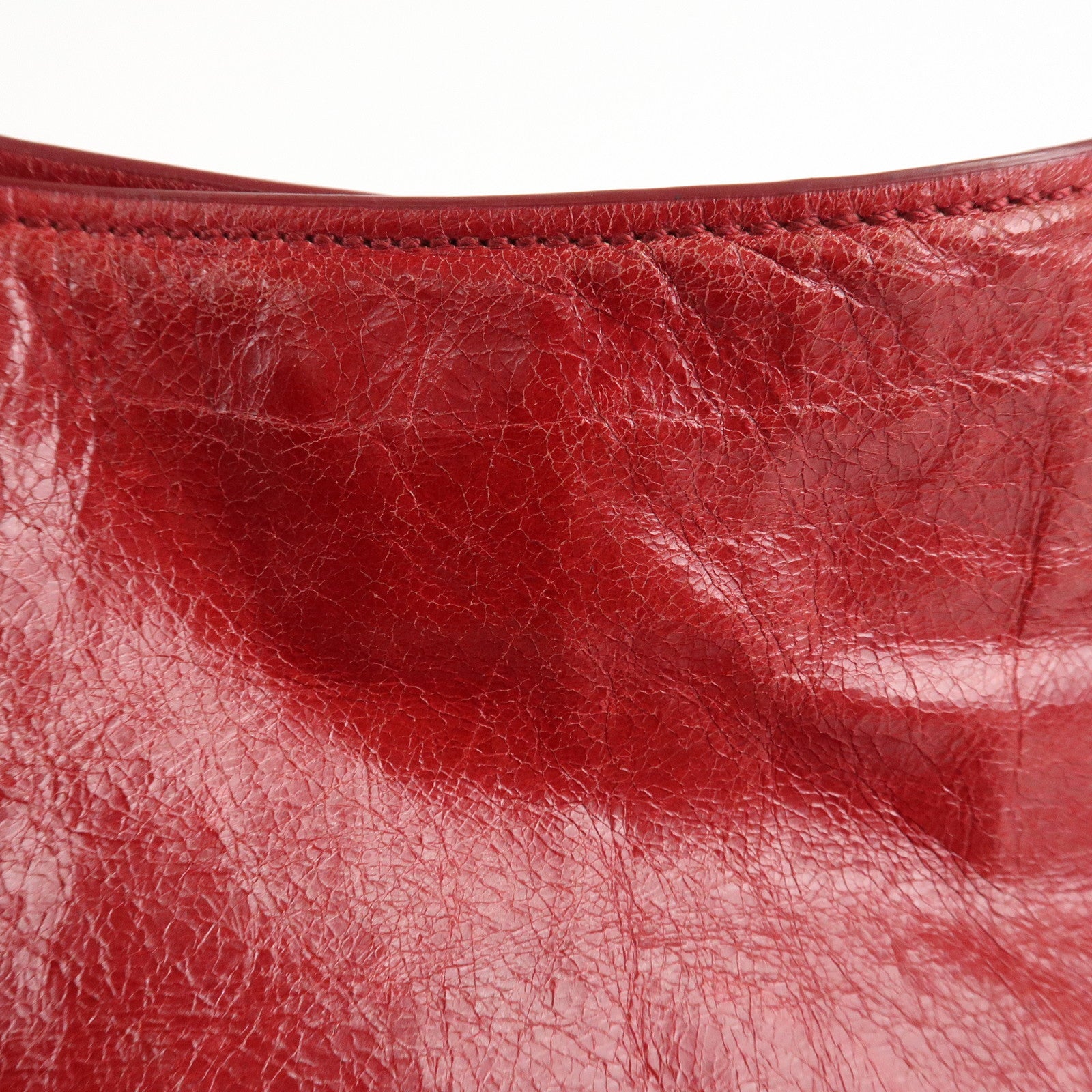 PRADA Logo Leather One Shoulder Bag Red BR4829 Used