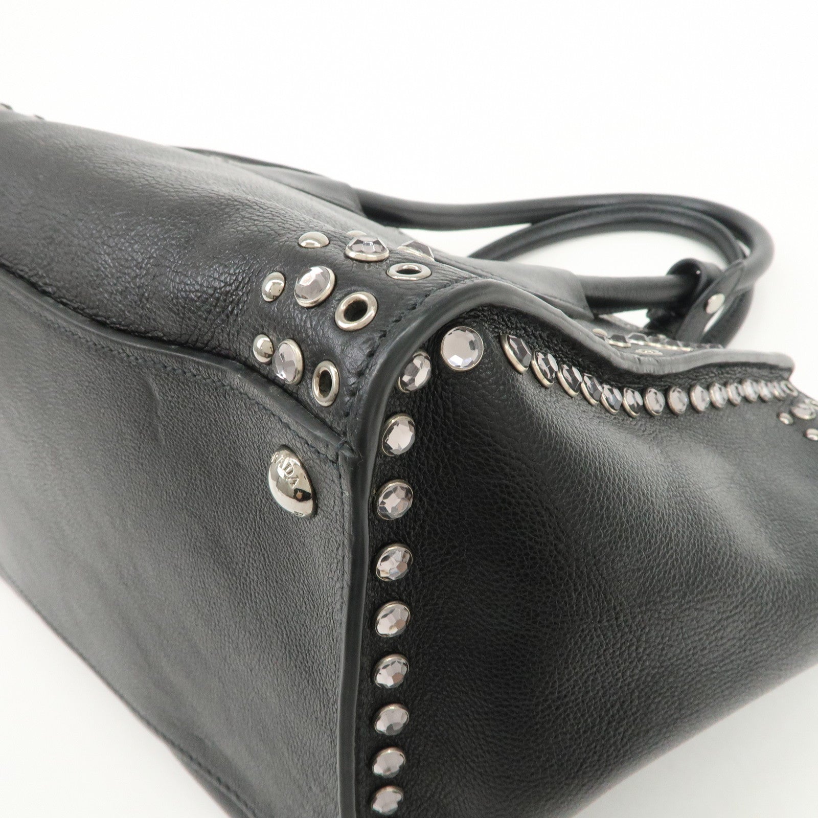PRADA Triangle Logo Leather 2Way Bag Hand Bag Shoulder Bag B2625V