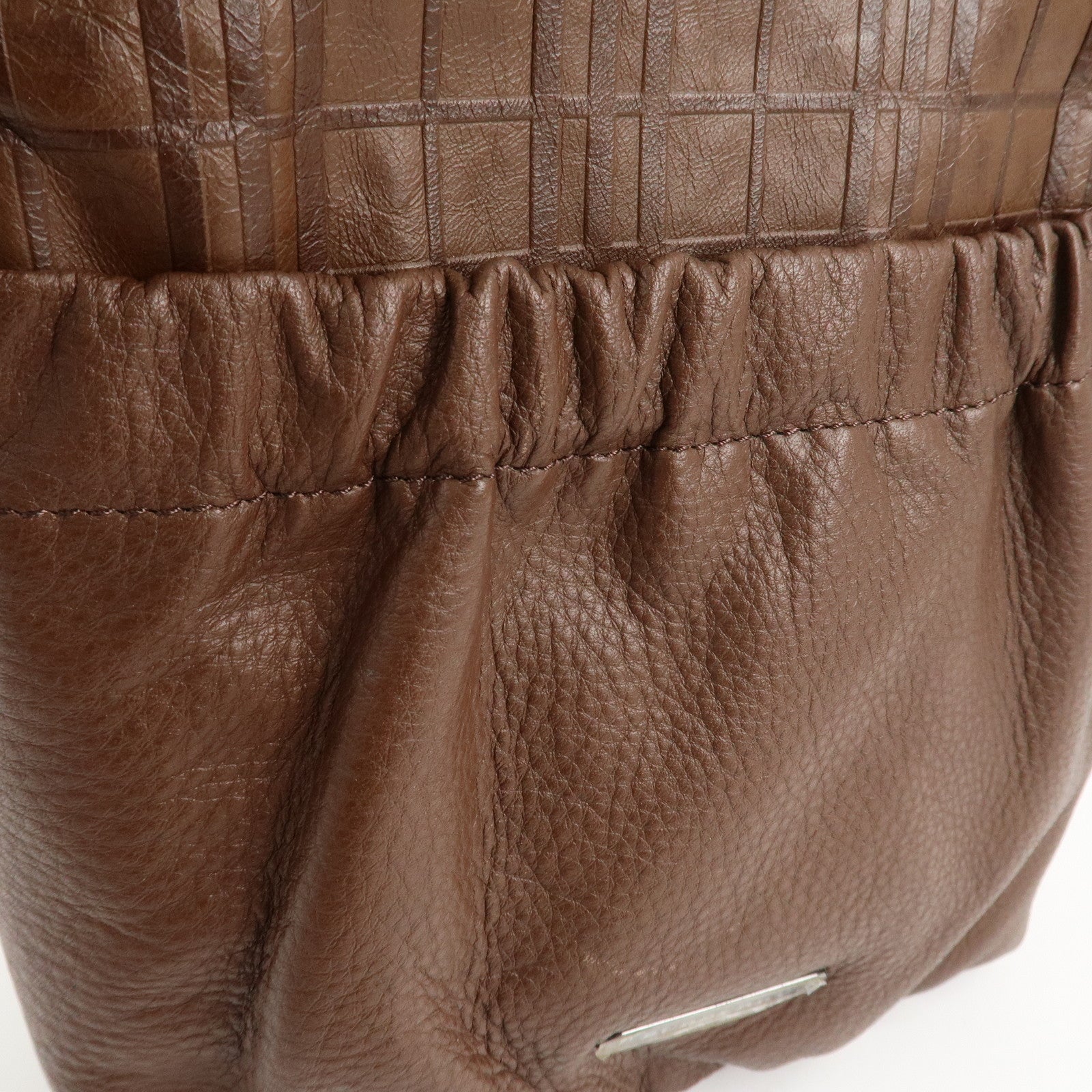 BURBERRY Leather Shoulder Bag Brown Silver Hardware Used