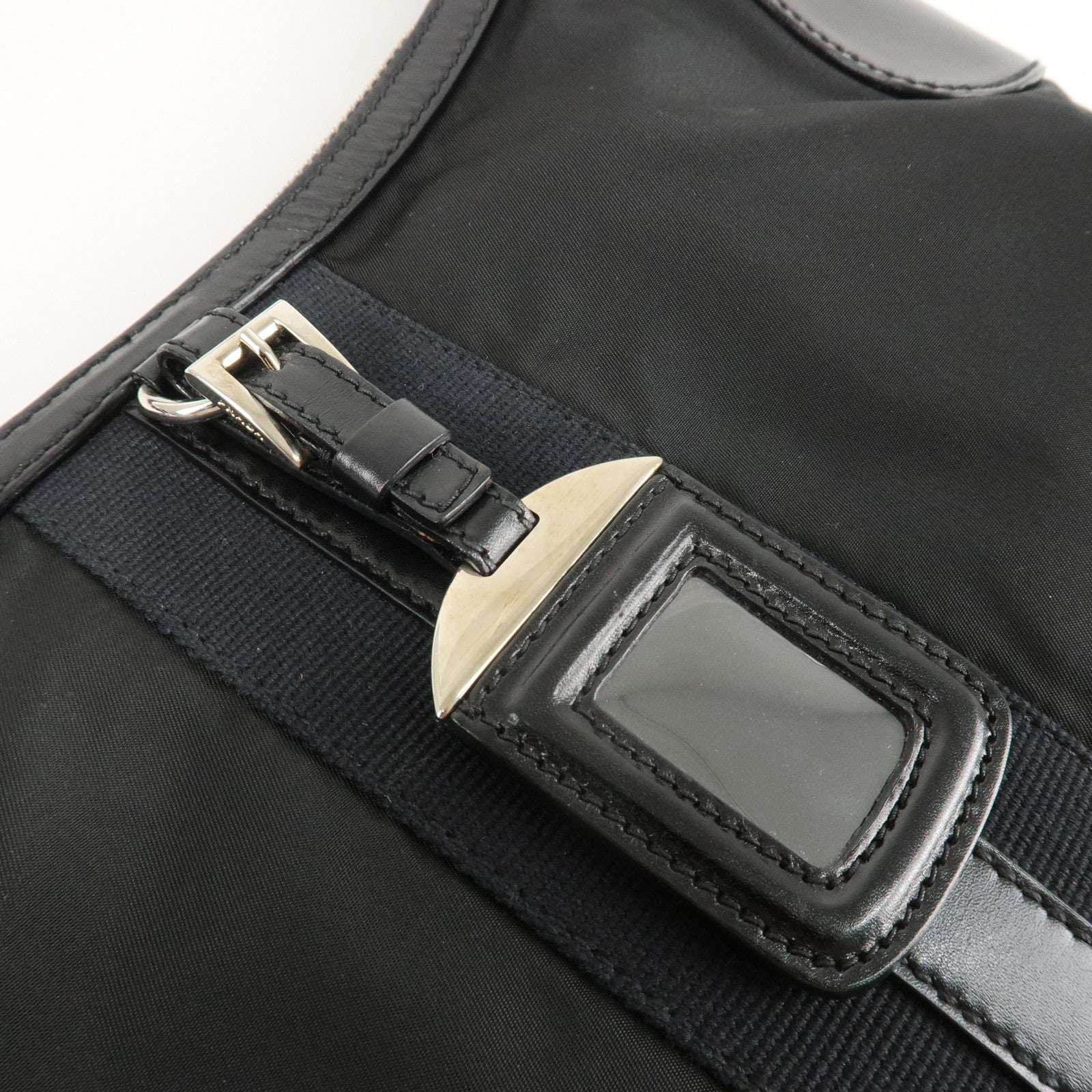 PRADA Nylon Leather Shoulder Bag Black BR2604 Used