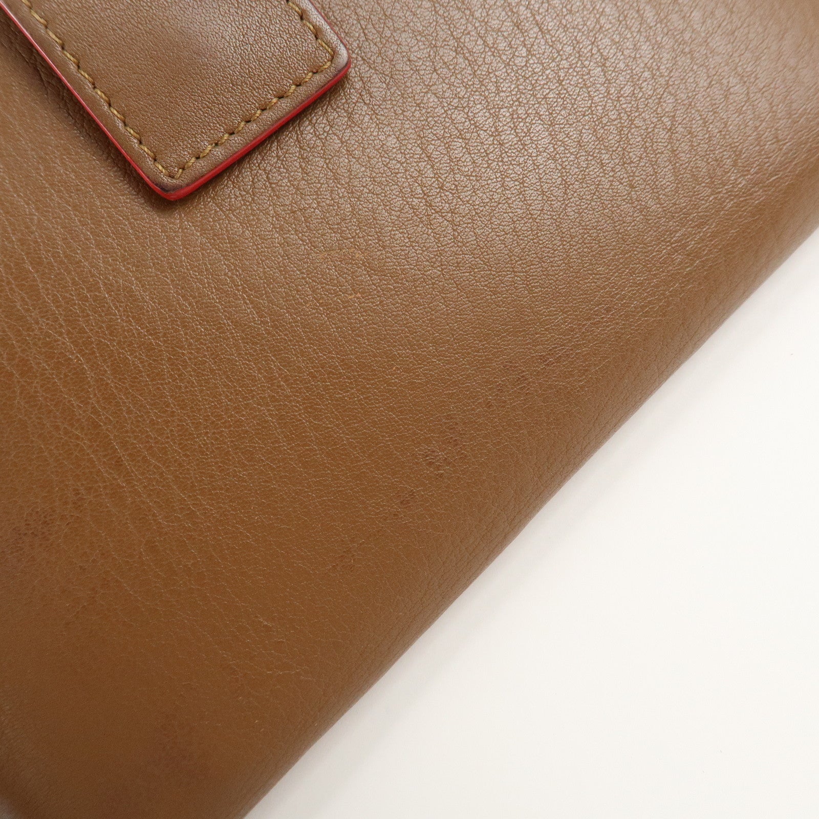 FENDI Leather Peekaboo Continental Wallet Brown 8M0308 Used