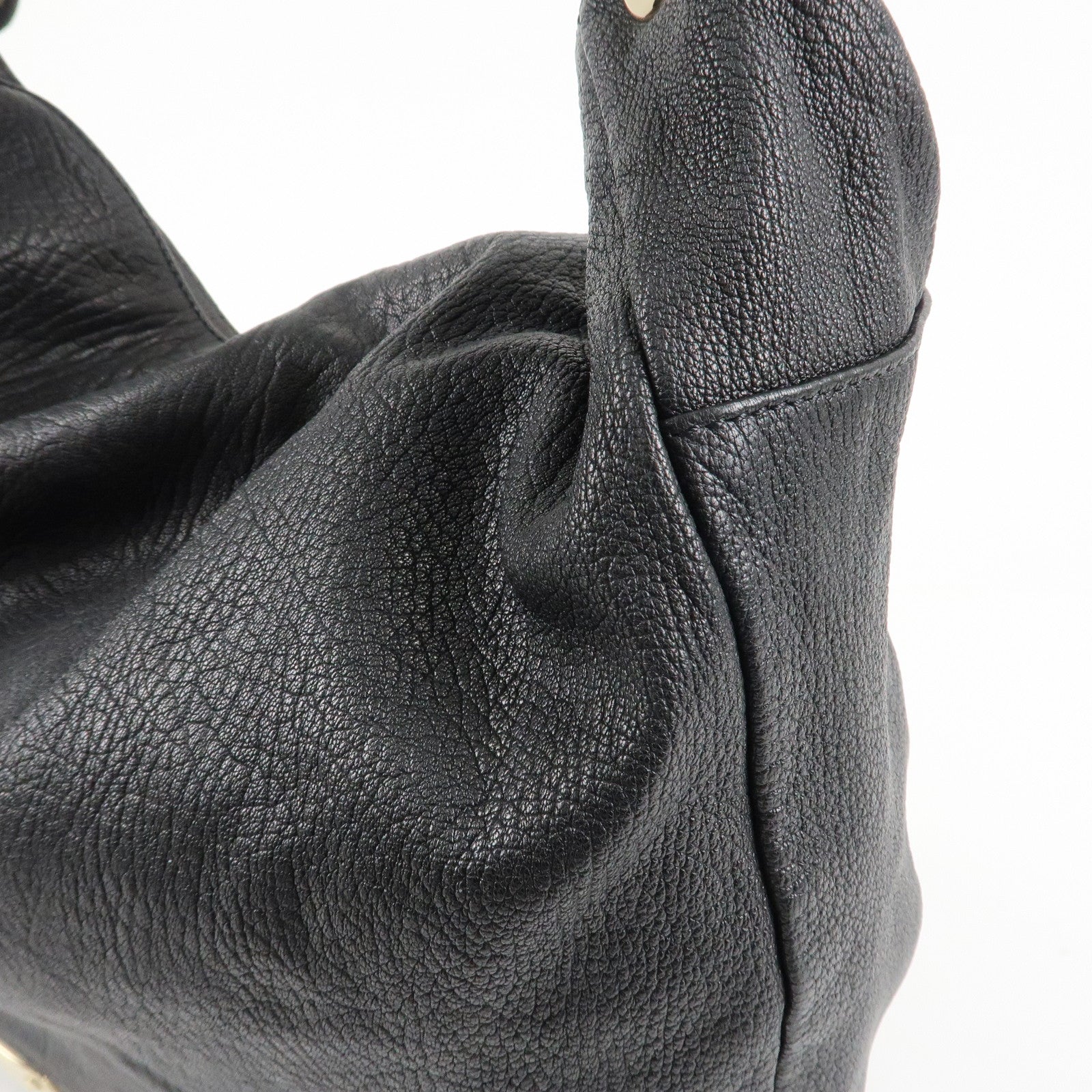 JIMMY CHOO Leather Skybag Shoulder Bag Black Gold Hardware Used