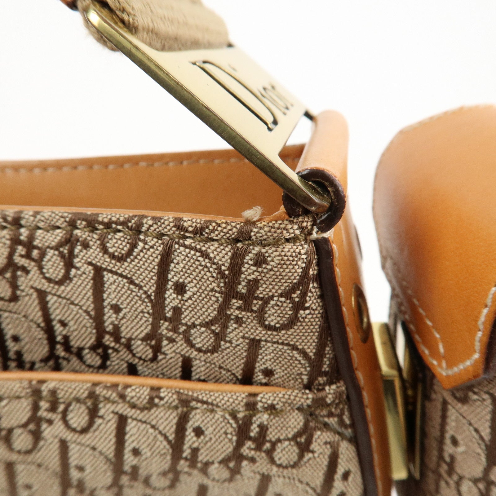 Christian Dior Trotter Canvas Leather Shoulder Bag & Pouch Used