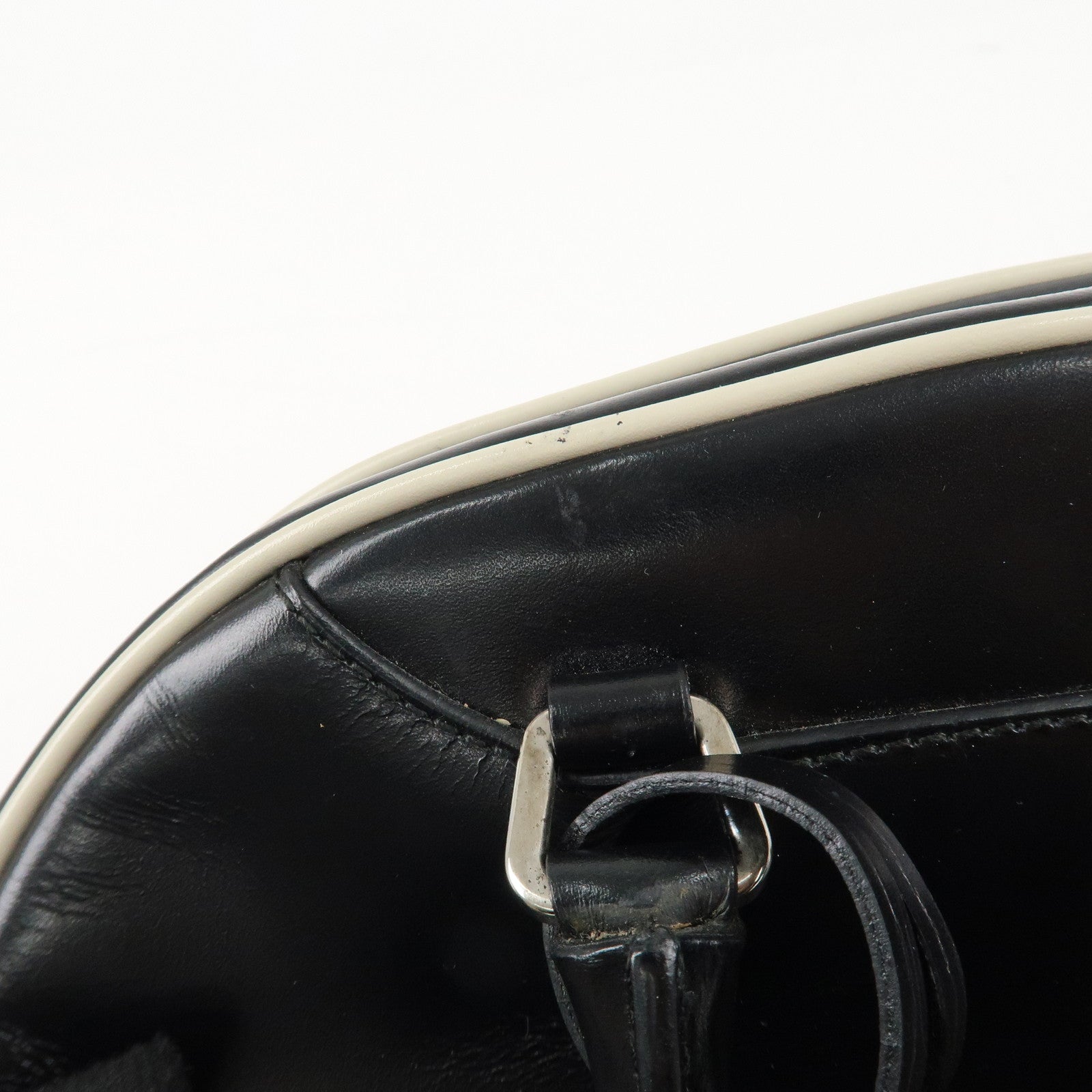 PRADA Leather Mini Boston Bag Shoulder Bag Black Silver HDW Used