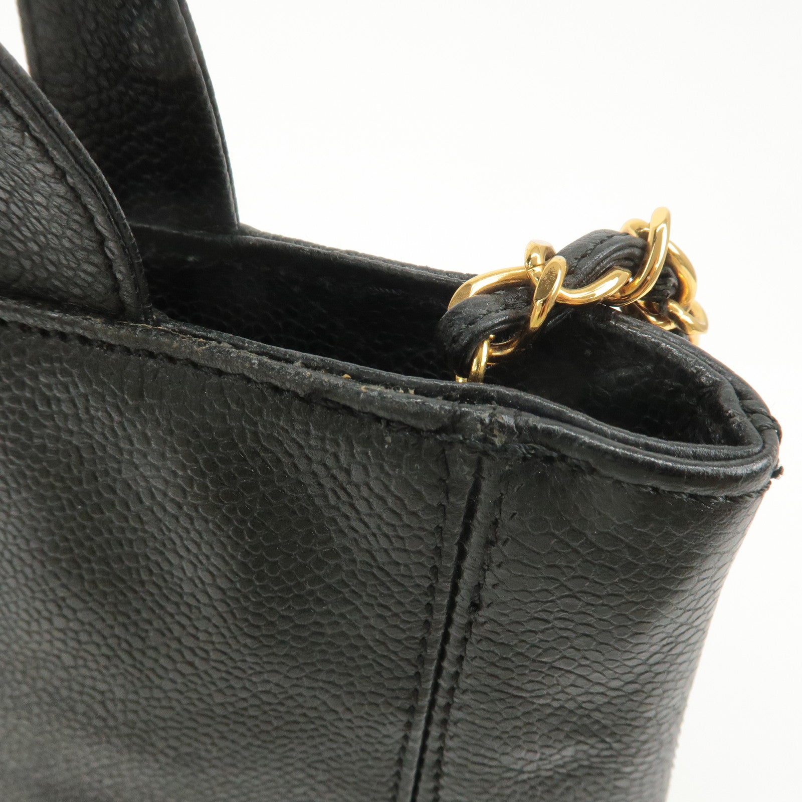 CHANEL Caviar Skin Tote Bag Shoulder Bag Hand Bag Black Used