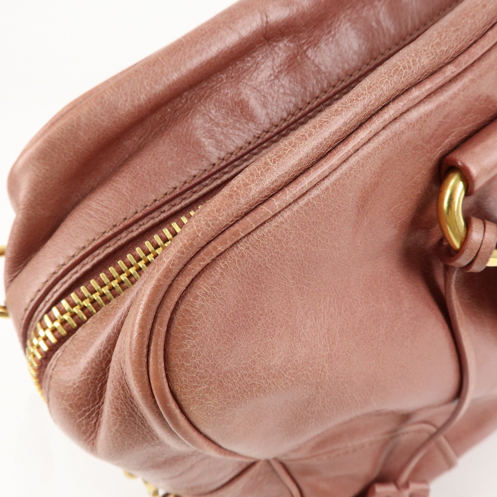 PRADA Leather 2Way Hand Bag Shoulder Bag Pink BL0821 Used