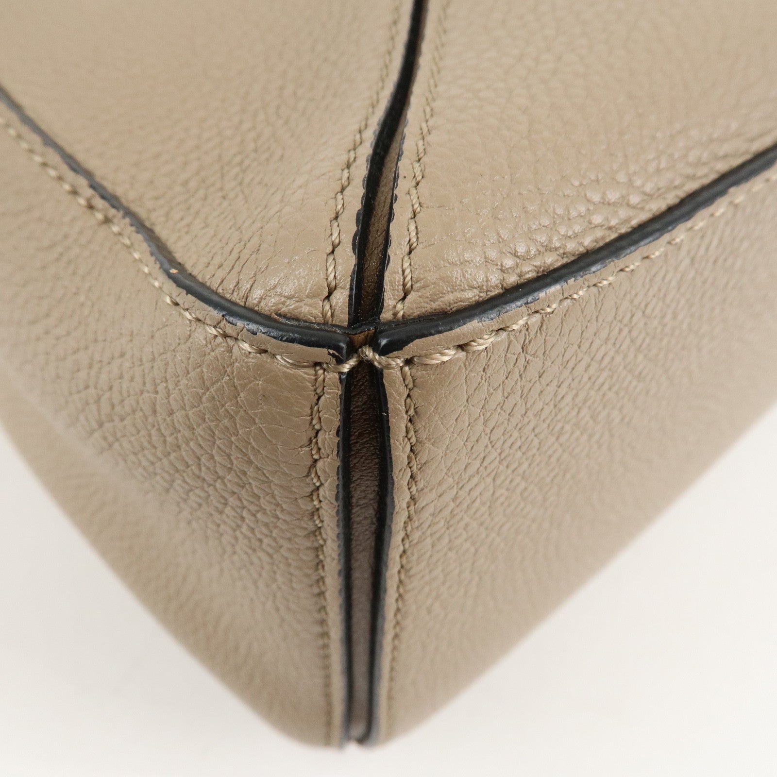 LOEWE Leather Puzzle Bag Small 2Way Bag Hand Bag Beige Used