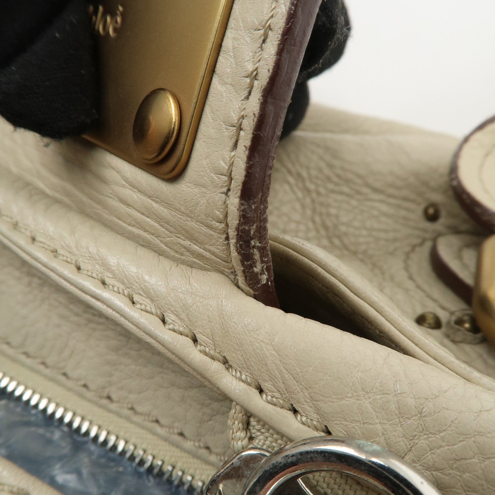 Chloe Paddington Leather Shoulder Bag Hand Bag Ivory Used