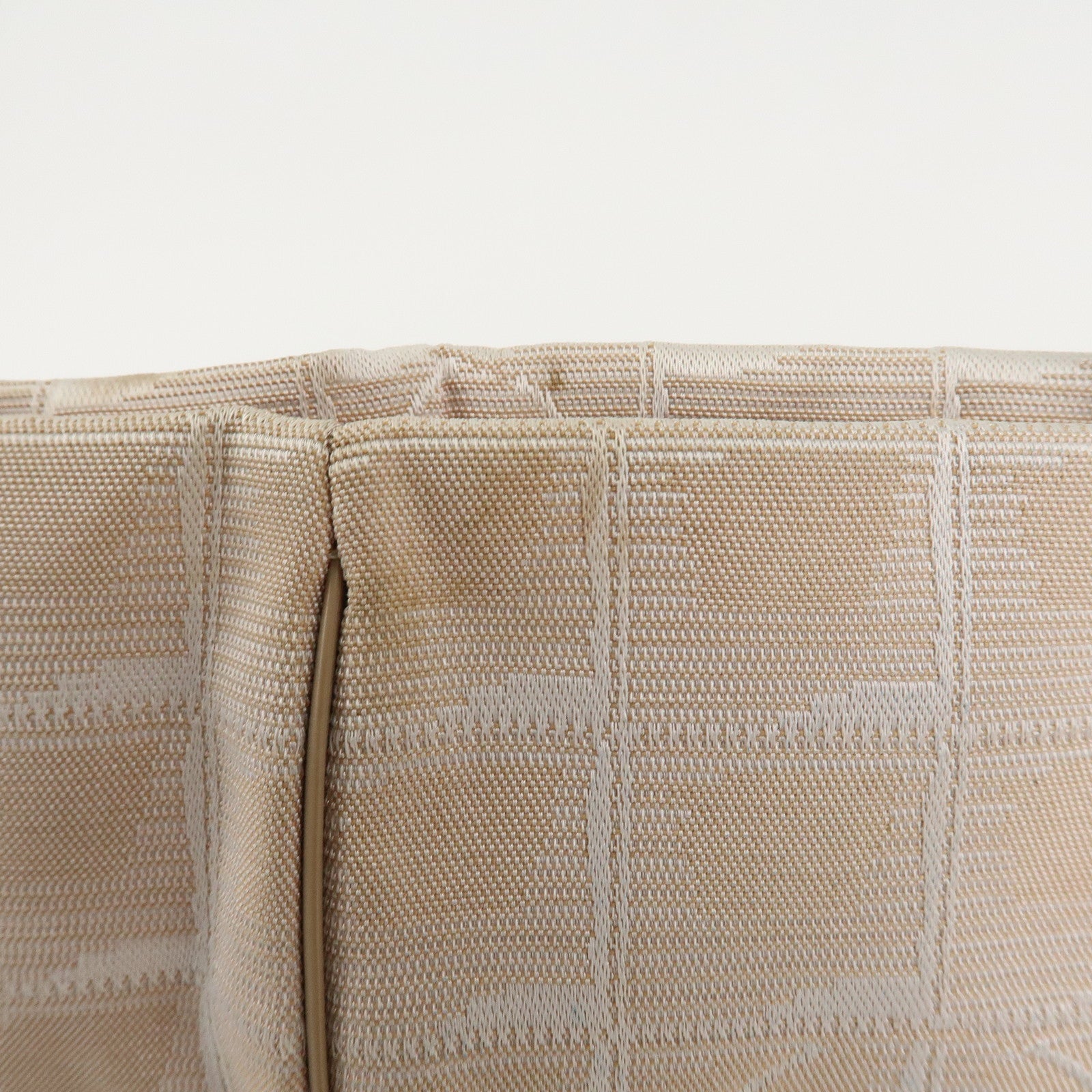 CHANEL New Travel Line Nylon Jacquard Leather Tote Bag MM Beige A15991 Used