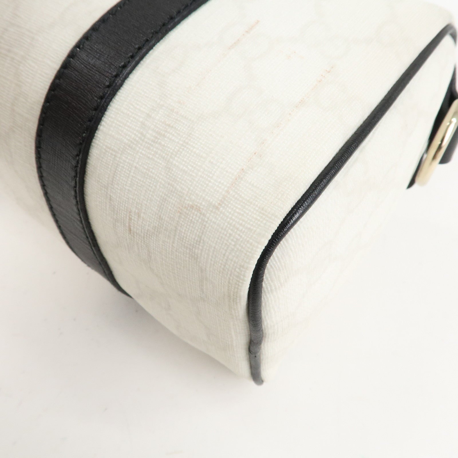 GUCCI GG Supreme Patent Leather Mini Boston Bag Ivory Black 193604 Used