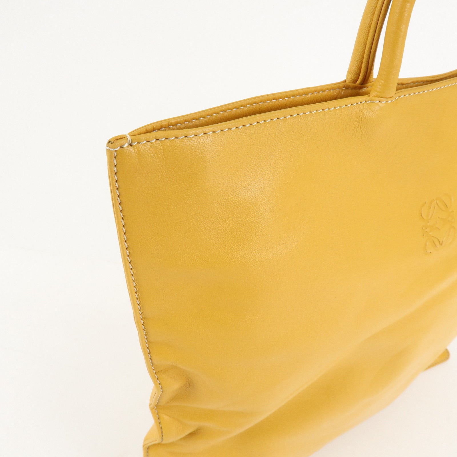LOEWE Anagram Nappa Aire Leather Tote Bag Shoulder Bag Yellow Used