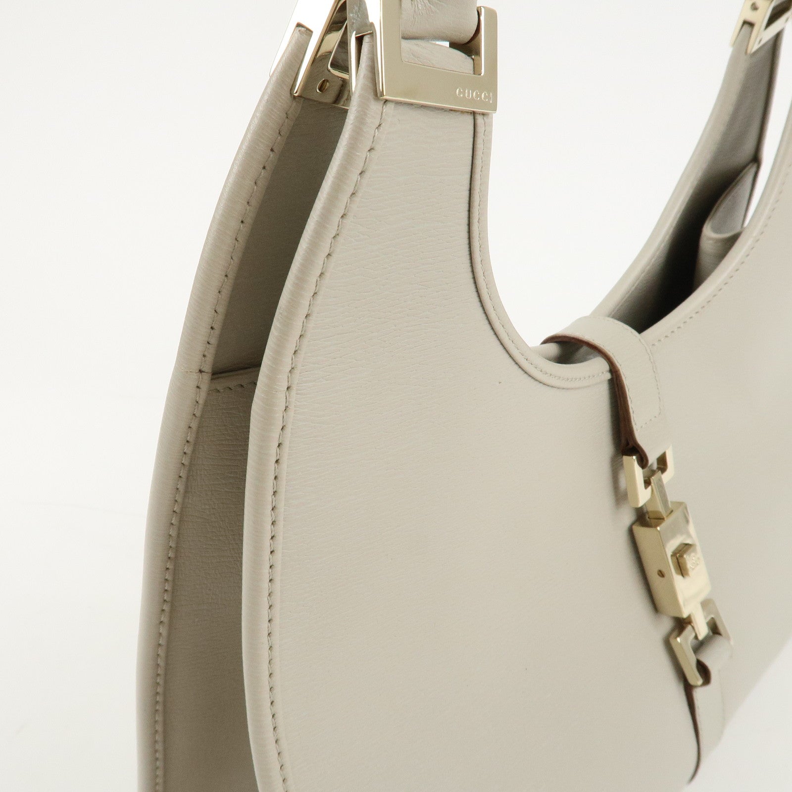GUCCI Jackie Leather Shoulder Bag Ivory 002.1067 Used