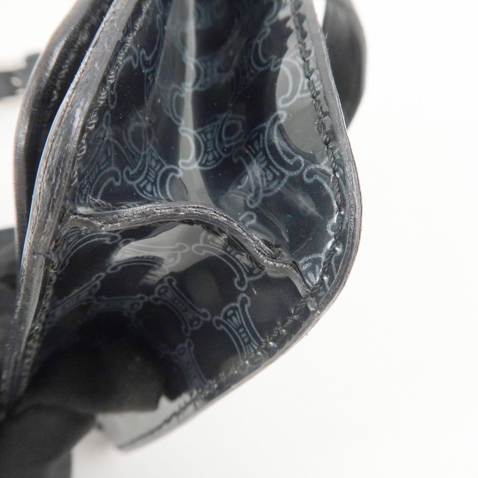 CELINE Macadam Leather PVC Waist Pouch Black Silver HDW MC99/2 Used