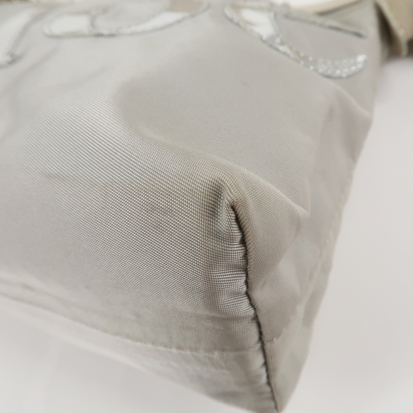 Chloe 2Way Nylon Leather Bag Shoulder Bag Light Gray White Used