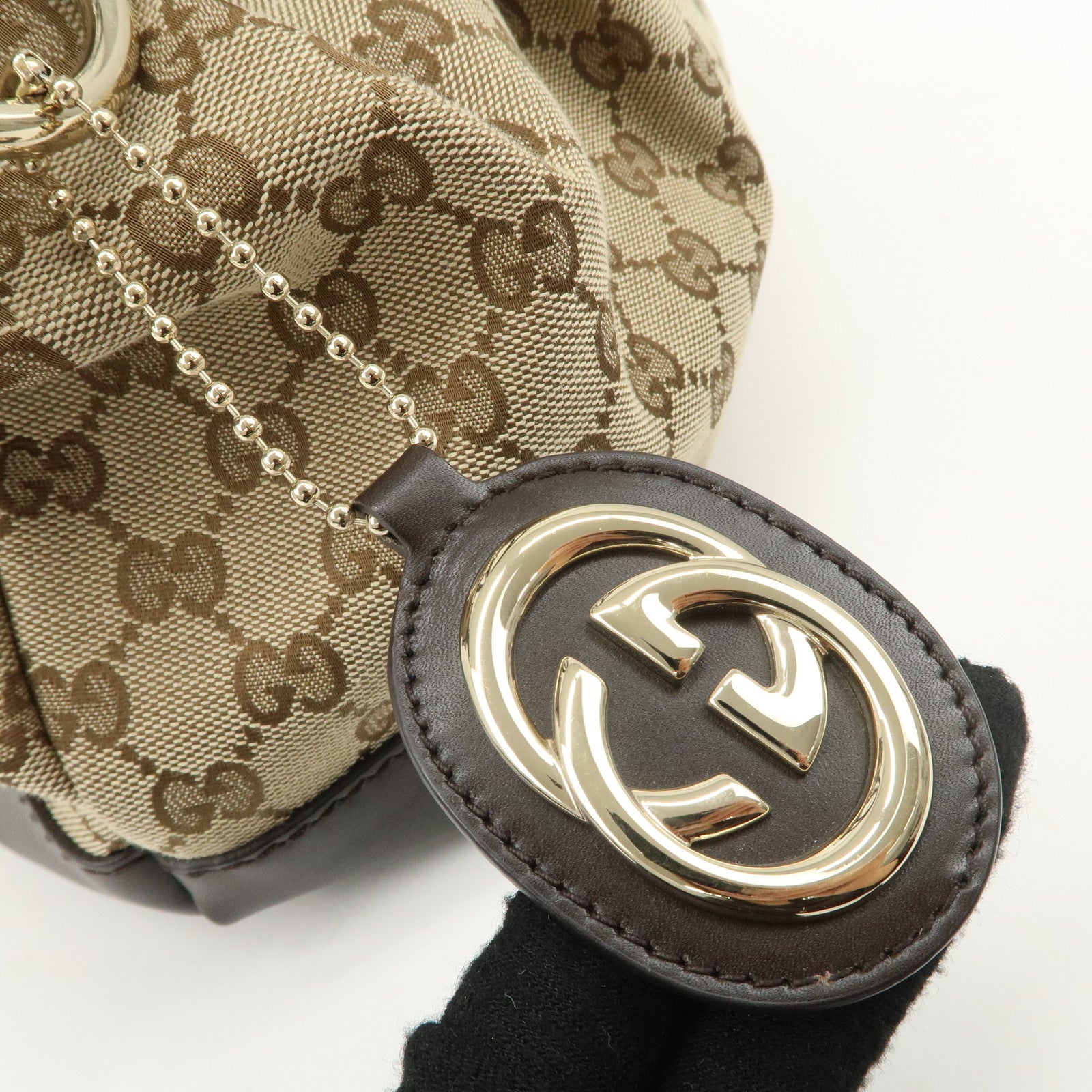 GUCCI Sukey GG Canvas Leather 2WAY Bag Beige Dark Brown 247902 Used