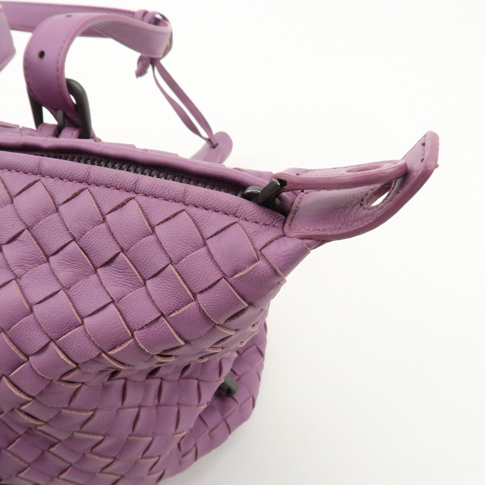 BOTTEGA VENETA Intrecciato Leather Hand Bag Shoulder Bag Purple Used