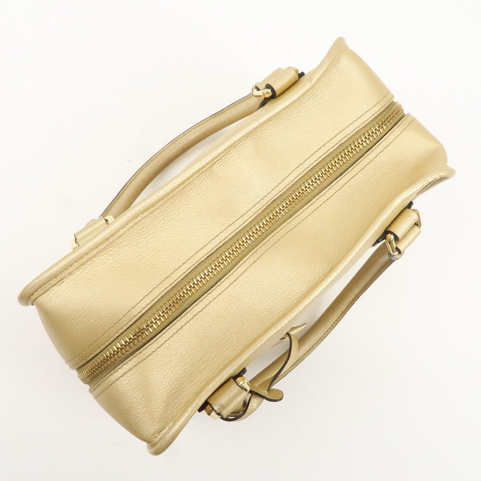 LOEWE Anagram Leather Amazona 28 Hand Bag Gold Used
