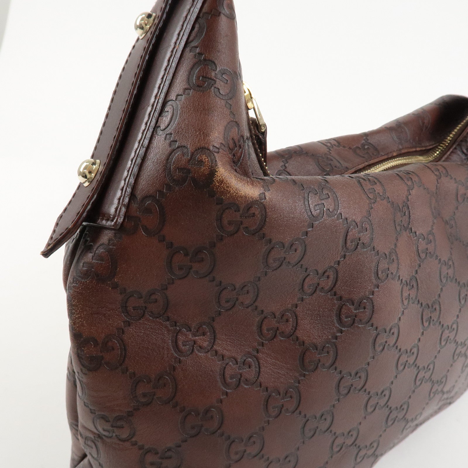 GUCCI Horsebit Guccissima Leather Shoulder Bag Dark Brown 115867 Used