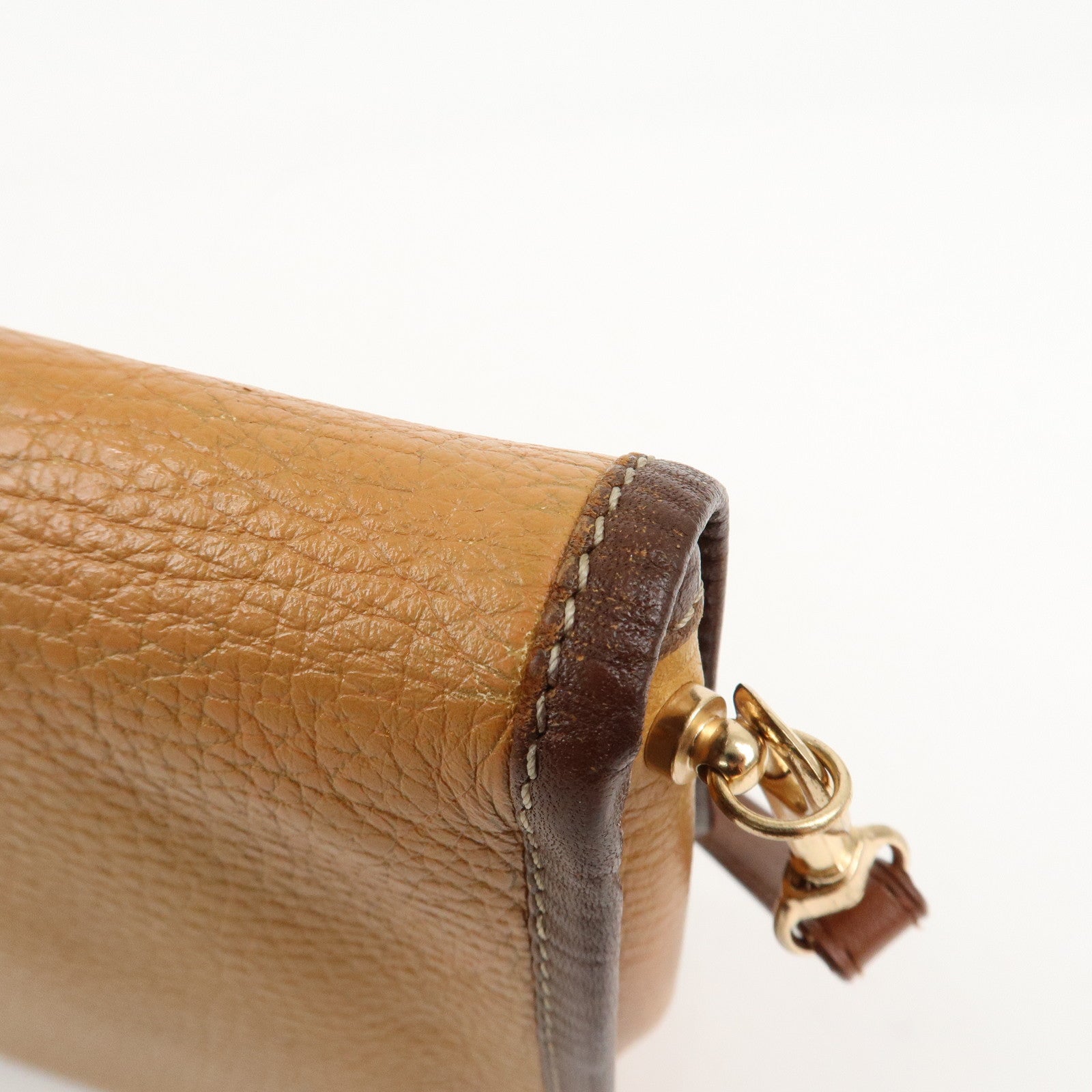 LOEWE Anagram Leather Shoulder Bag Brown Used