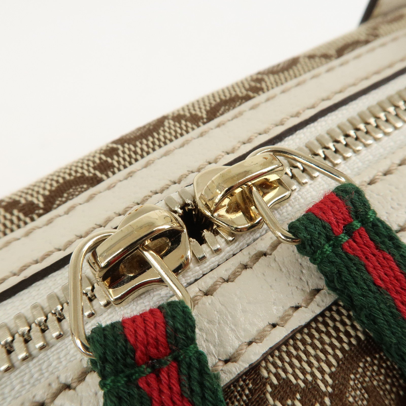 GUCCI Princy Sherry GG Canvas Leather Mini Boston Bag Beige 161720 Used